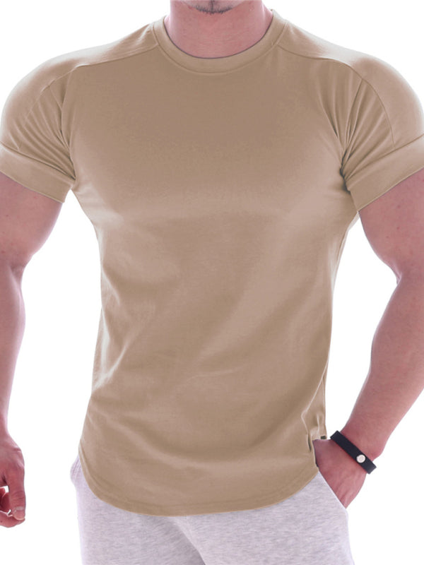 Fitness trendy brand quick-drying round neck elastic short-sleeved tight-fitting sports T-shirt - Sharpline Insights, LLC