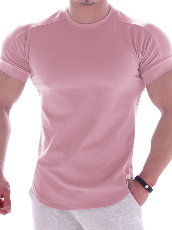 Fitness trendy brand quick-drying round neck elastic short-sleeved tight-fitting sports T-shirt - Sharpline Insights, LLC