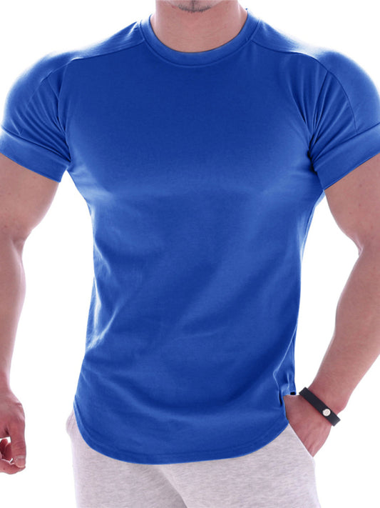 Fitness trendy brand quick-drying round neck elastic short-sleeved tight-fitting sports T-shirt - Sharpline Insights, LLC