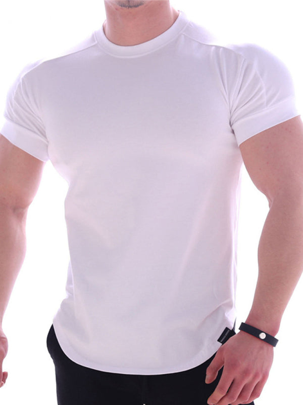 Fitness trendy brand quick-drying round neck elastic short-sleeved tight-fitting sports T-shirt - Sharpline Insights, LLC