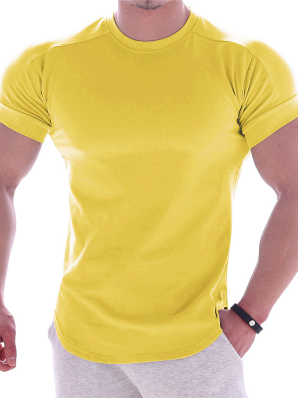 Fitness trendy brand quick-drying round neck elastic short-sleeved tight-fitting sports T-shirt - Sharpline Insights, LLC