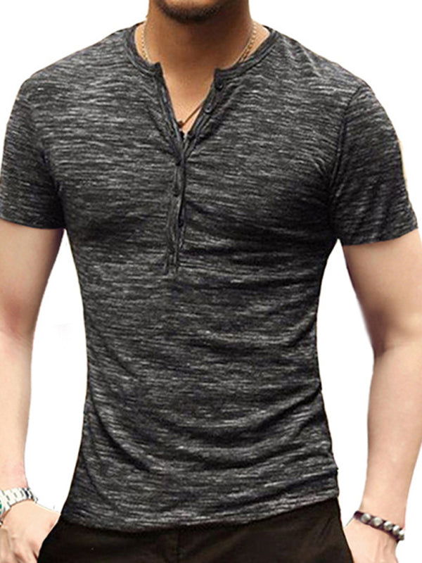 Summer Men's Short Sleeve Men's T-Shirt Henley Collar Slim Fit Men's Clothing - Sharpline Insights, LLC