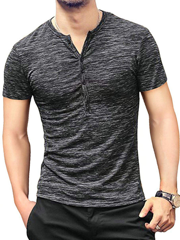 Summer Men's Short Sleeve Men's T-Shirt Henley Collar Slim Fit Men's Clothing - Sharpline Insights, LLC