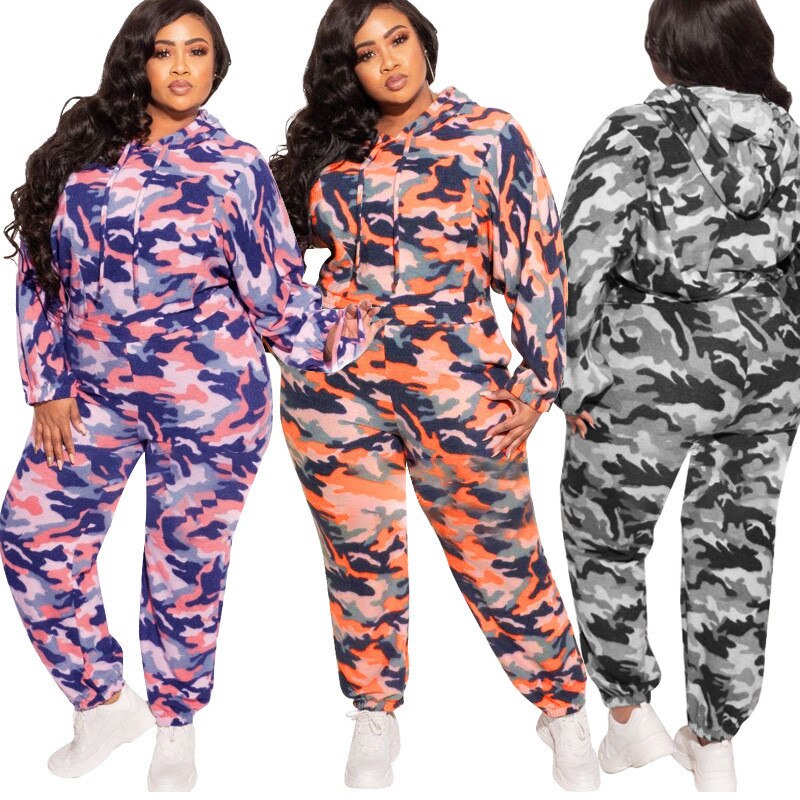 Camouflage Two Piece Set Women Plus Size Clothing  Outfits - Sharpline Insights, LLC