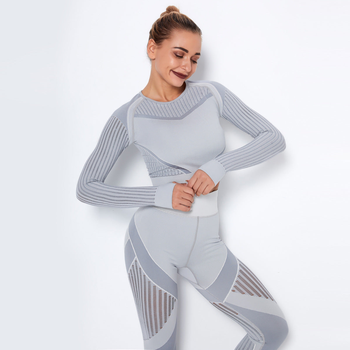 New Sports Skinny Hollow out Plastic Top Quick-Drying Running Yoga Clothes Seamless Workout Long Sleeve - Sharpline Insights