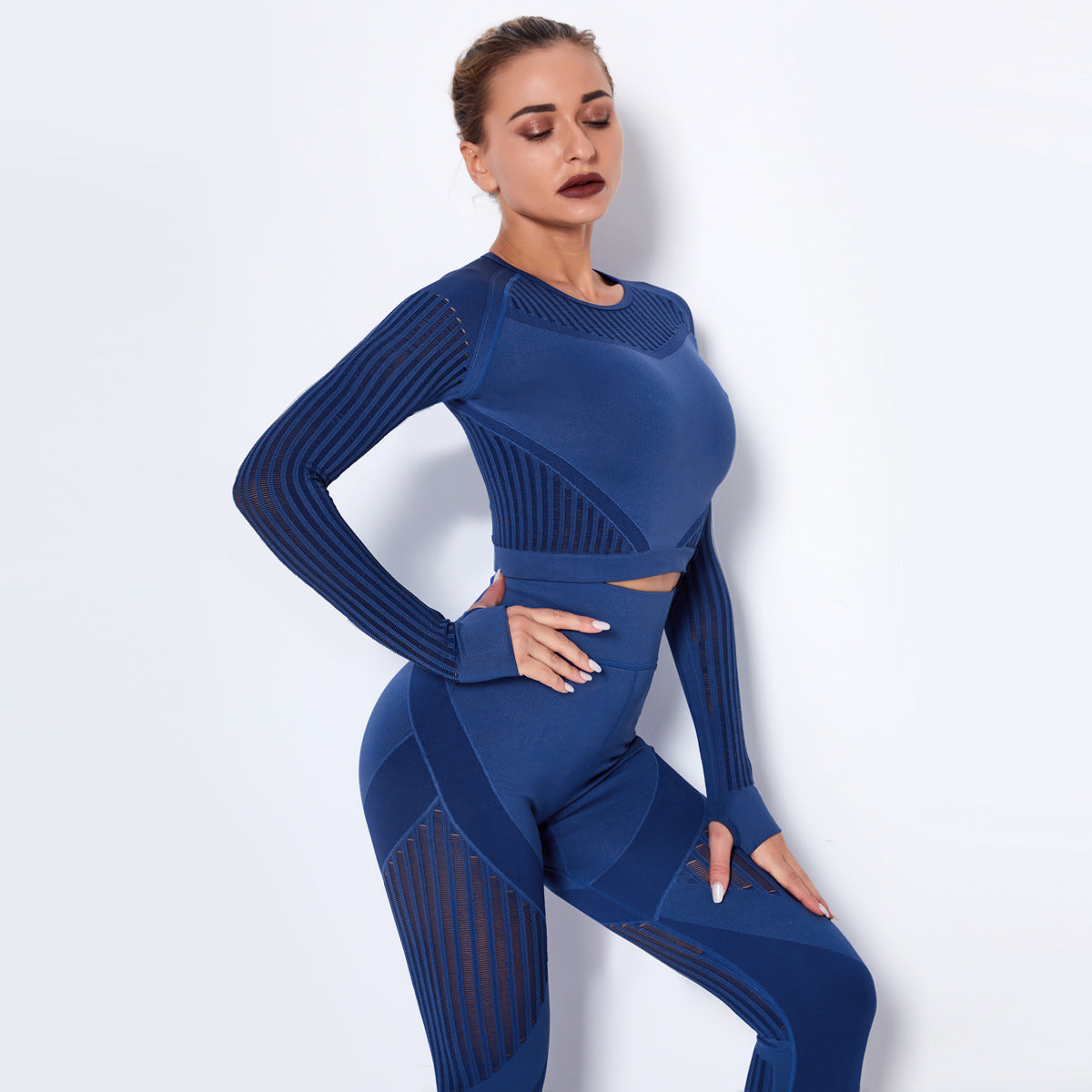 New Sports Skinny Hollow out Plastic Top Quick-Drying Running Yoga Clothes Seamless Workout Long Sleeve - Sharpline Insights