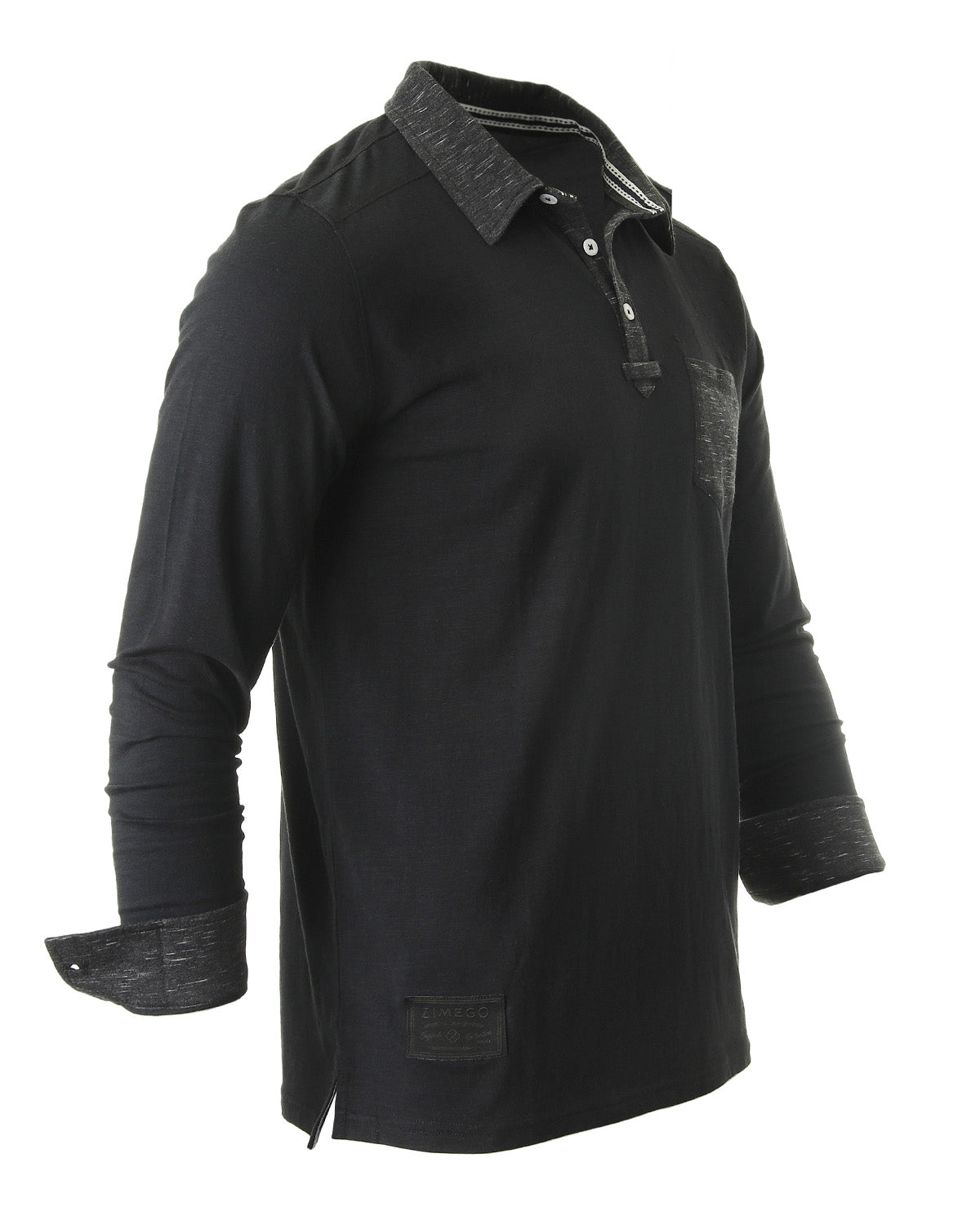 Men's Casual Long Sleeve Color Contrast Placket Pocket Polo Shirt - Sharpline Insights, LLC