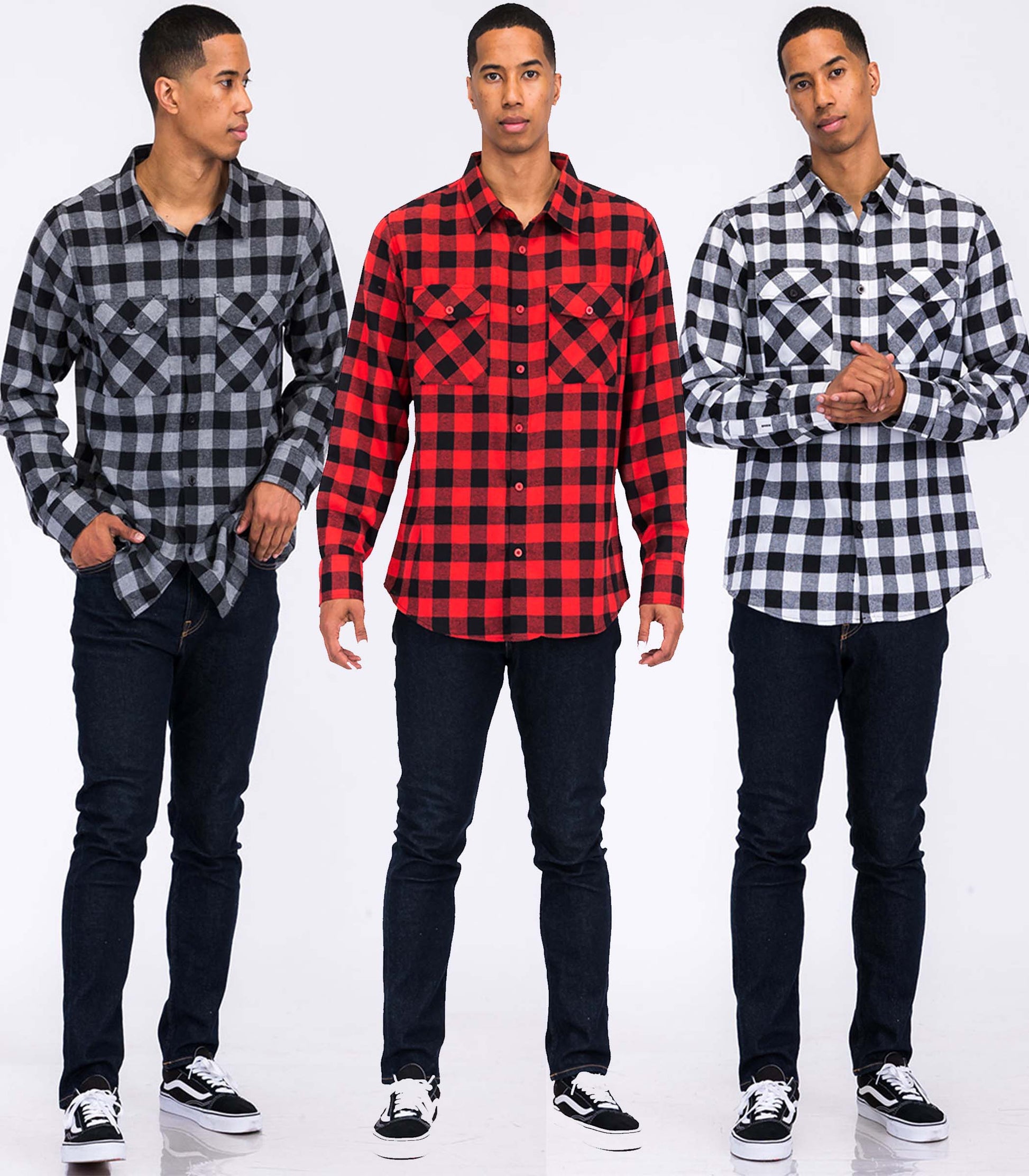 Long Sleeve Checkered Plaid Brushed Flannel - Sharpline Insights, LLC