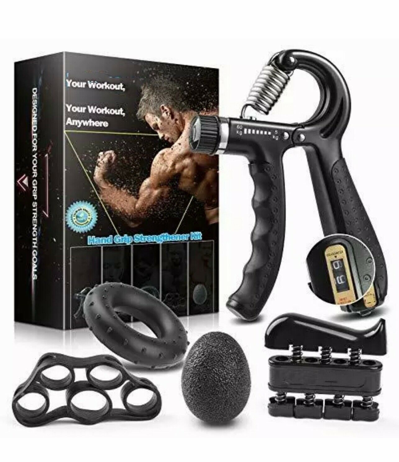 Hand Grip Strength Power Trainer Gripper Strengthener Adjustable Gym Exerciser - Sharpline Insights