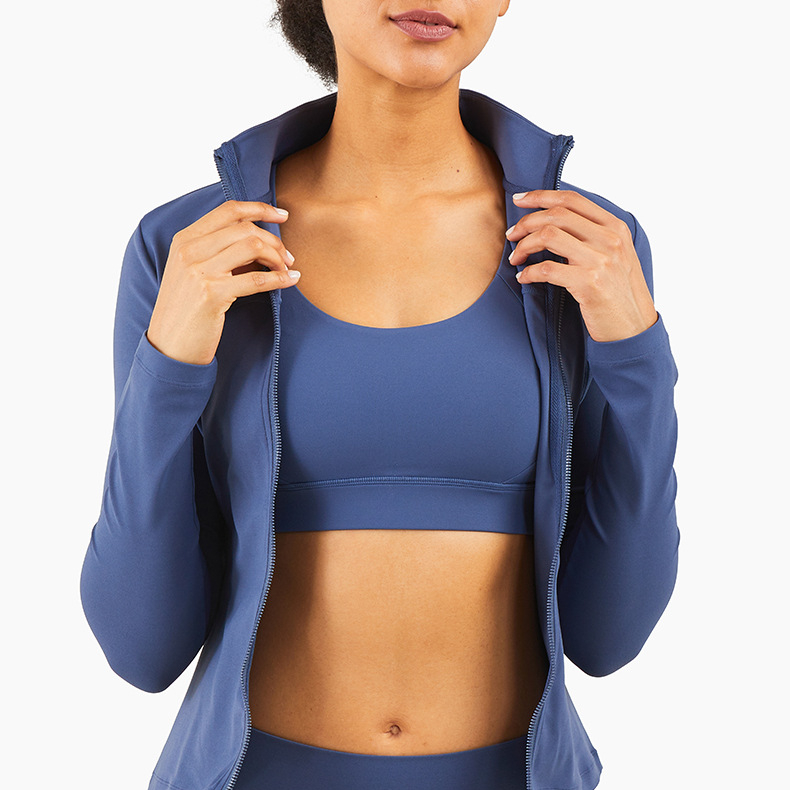 Workout Gym Outfit Nude Active Wear Fitness Clothing Women Long Sleeve Top With Zipper Jacket Suits 2 Piece Yoga Sets for Sport - Sharpline Insights, LLC