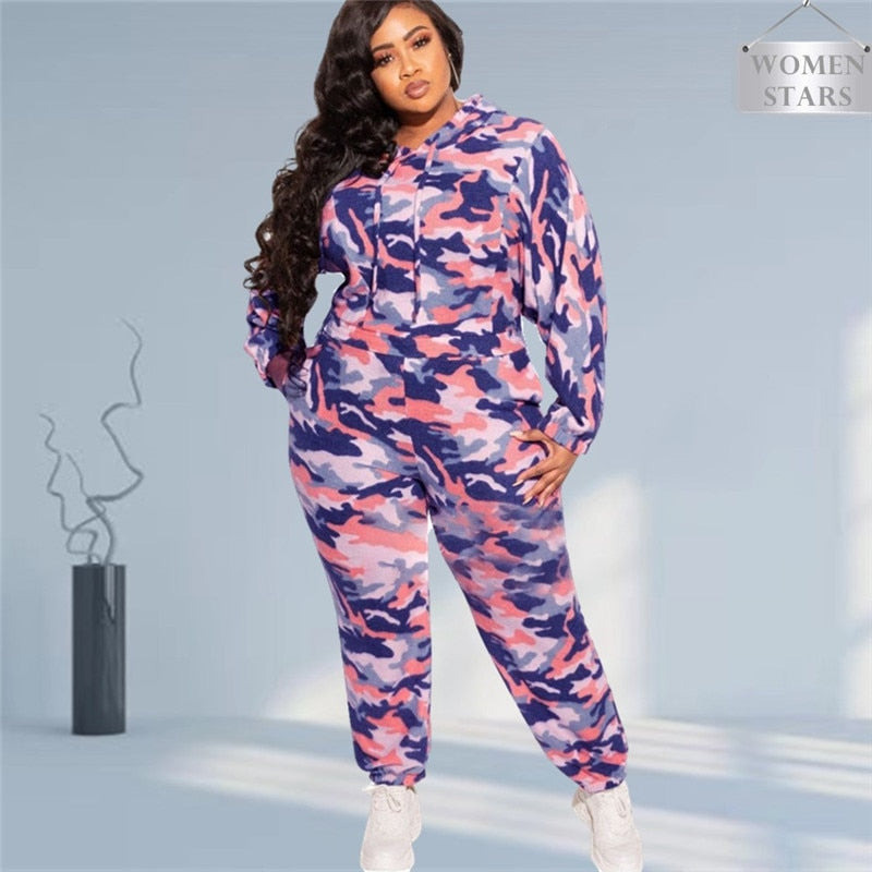 Camouflage Two Piece Set Women Plus Size Clothing  Outfits - Sharpline Insights, LLC