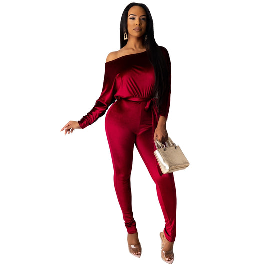 2022 Fall Autumn Winter Women Velvet Jumpsuit - Sharpline Insights, LLC