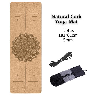 Jusenda 5mm Natural Cork TPE Yoga Mat Fitness Mats Gym Pilates Pad Training Exercise Sport Mat With Position Body Line - Sharpline Insights