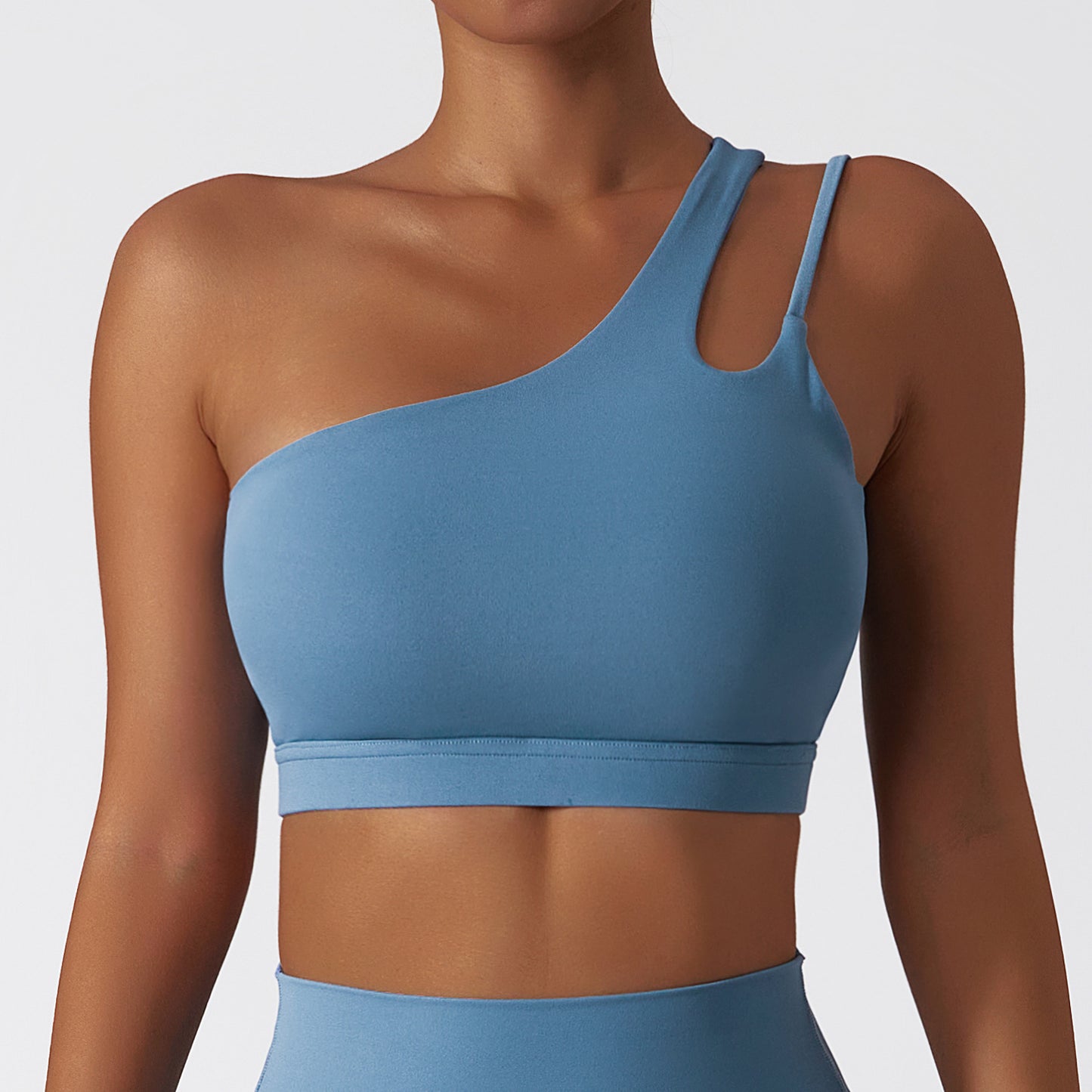 Oblique One-Shoulder Shockproof Yoga Bra Cloud Sense Beauty Back Exercise Underwear Irregular Asymmetric Shoulder Strap Running Workout Vest Top - Sharpline Insights