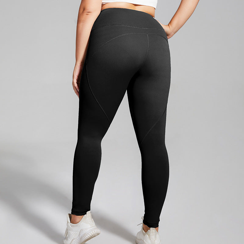 Plus Size Running Sports Pants High Waist Hip Lift Letters Quick Drying Yoga Pants No T Line Skinny Peach Hip Fitness Pants for Women - Sharpline Insights