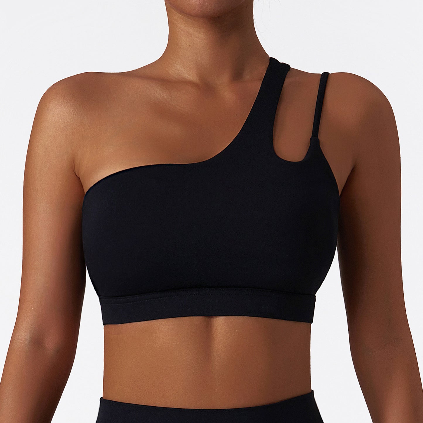 Oblique One-Shoulder Shockproof Yoga Bra Cloud Sense Beauty Back Exercise Underwear Irregular Asymmetric Shoulder Strap Running Workout Vest Top - Sharpline Insights