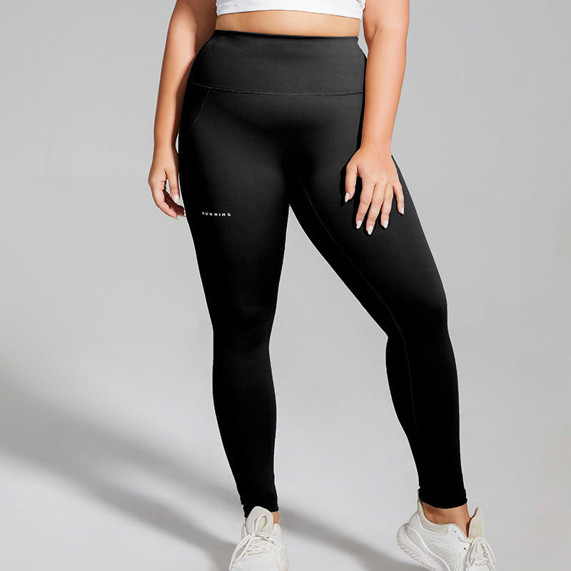 Plus Size Running Sports Pants High Waist Hip Lift Letters Quick Drying Yoga Pants No T Line Skinny Peach Hip Fitness Pants for Women - Sharpline Insights