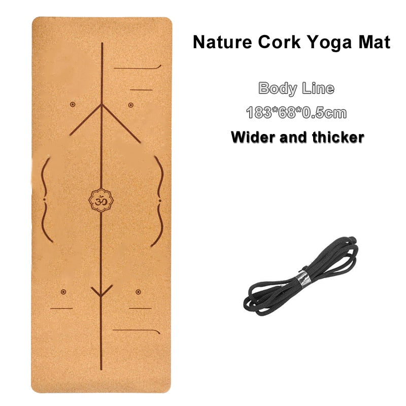 Jusenda 5mm Natural Cork TPE Yoga Mat Fitness Mats Gym Pilates Pad Training Exercise Sport Mat With Position Body Line - Sharpline Insights