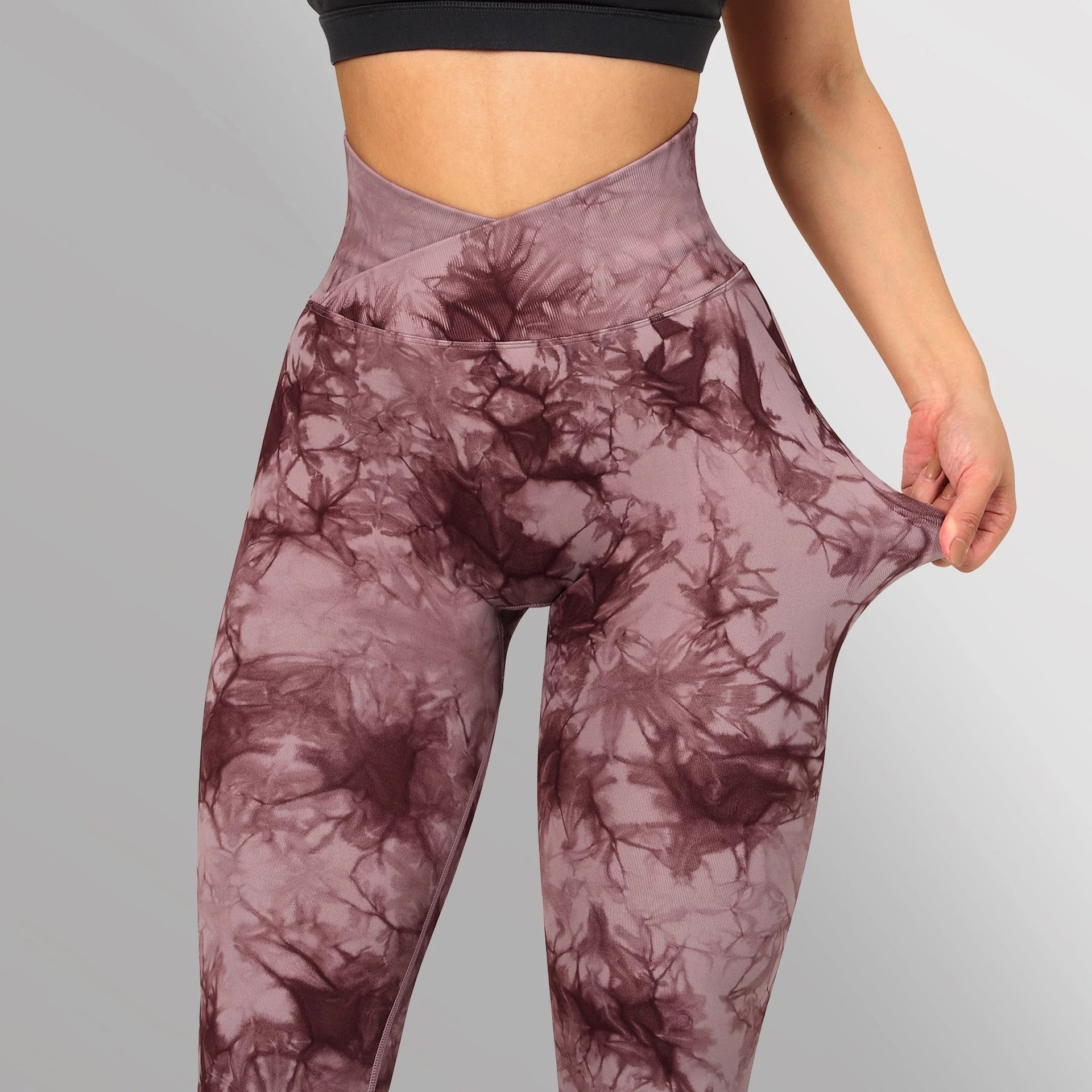 Tie Dye Women Seamless Leggings V-Waist Fitness Yoga Pants - Sharpline Insights