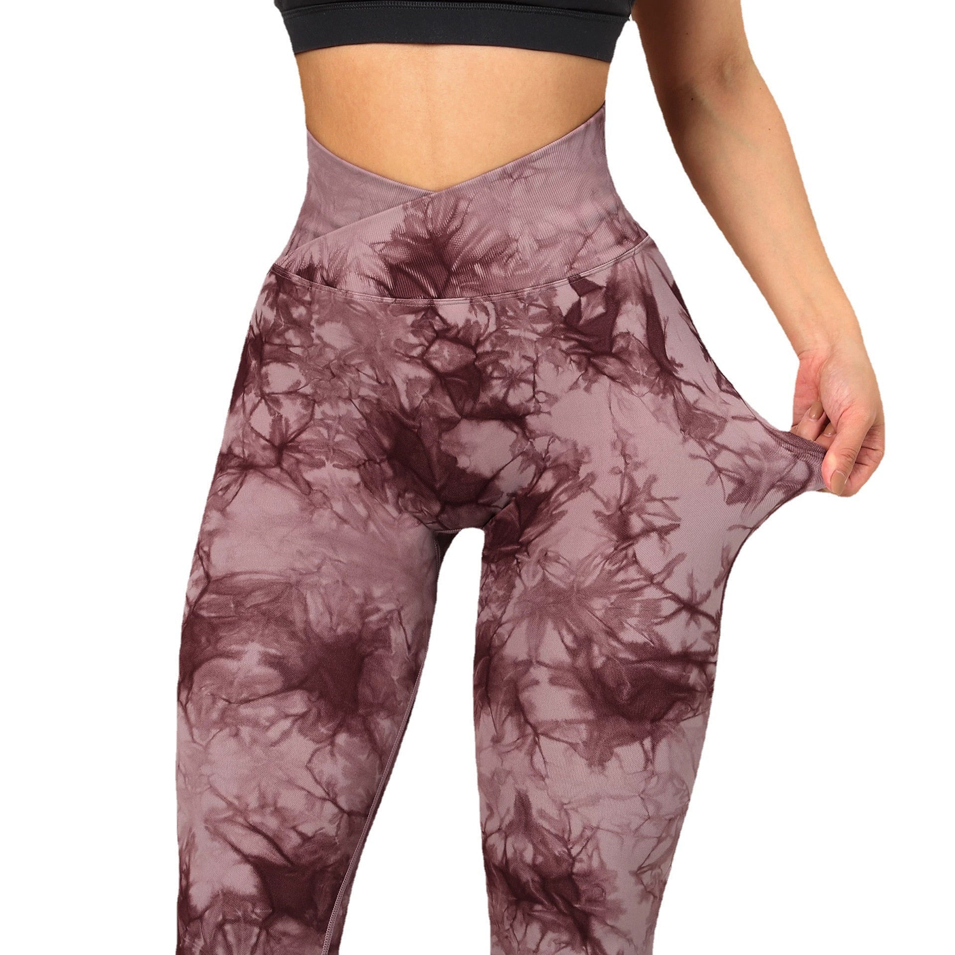 Tie Dye Women Seamless Leggings V-Waist Fitness Yoga Pants - Sharpline Insights