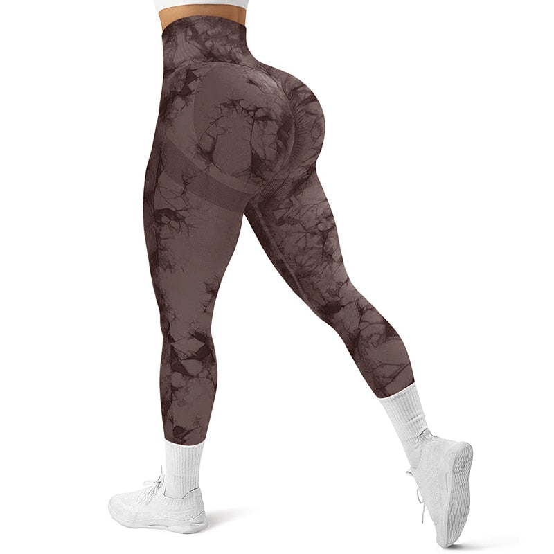 Tie Dye Women Seamless Leggings V-Waist Fitness Yoga Pants - Sharpline Insights