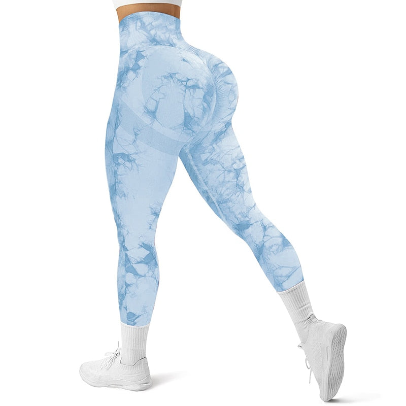 Tie Dye Women Seamless Leggings V-Waist Fitness Yoga Pants - Sharpline Insights