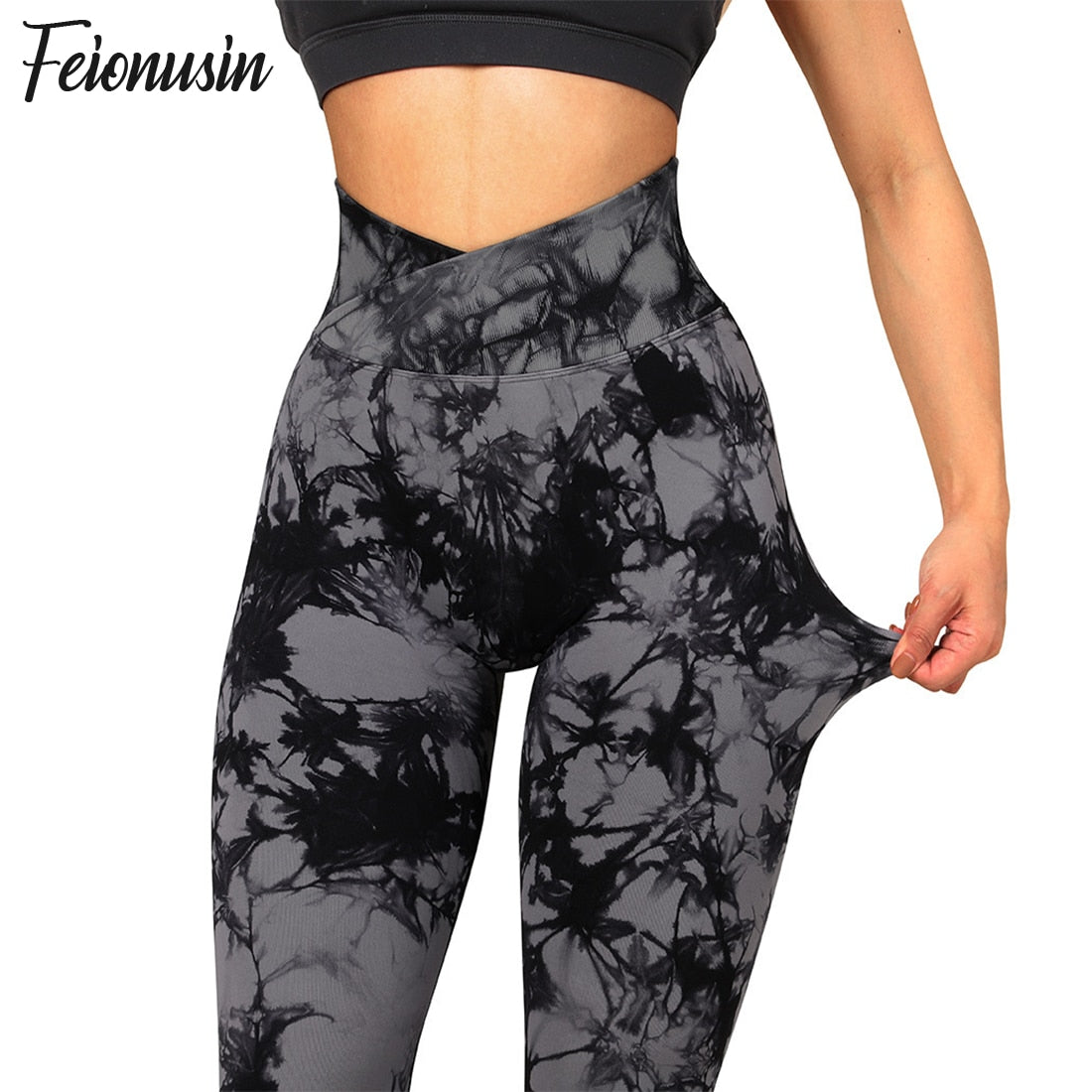 Tie Dye Women Seamless Leggings V-Waist Fitness Yoga Pants - Sharpline Insights