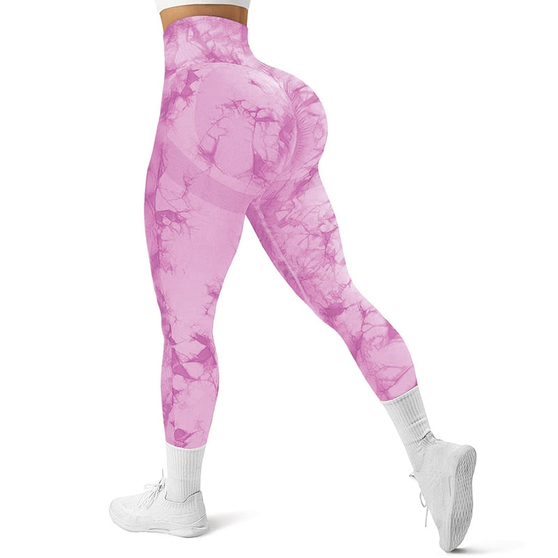 Tie Dye Women Seamless Leggings V-Waist Fitness Yoga Pants - Sharpline Insights