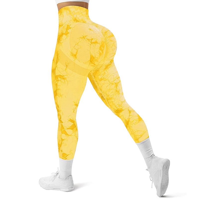 Tie Dye Women Seamless Leggings V-Waist Fitness Yoga Pants - Sharpline Insights