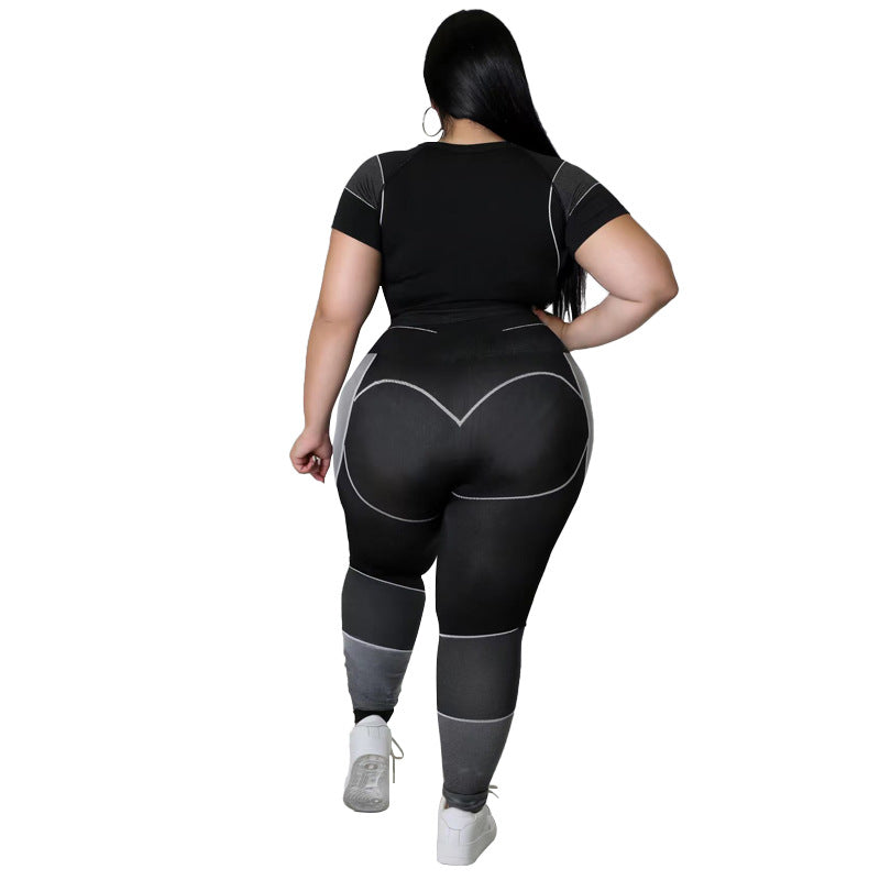 Fashion Splicing Elasticity Plus Size Tracksuits for Women - Sharpline Insights, LLC