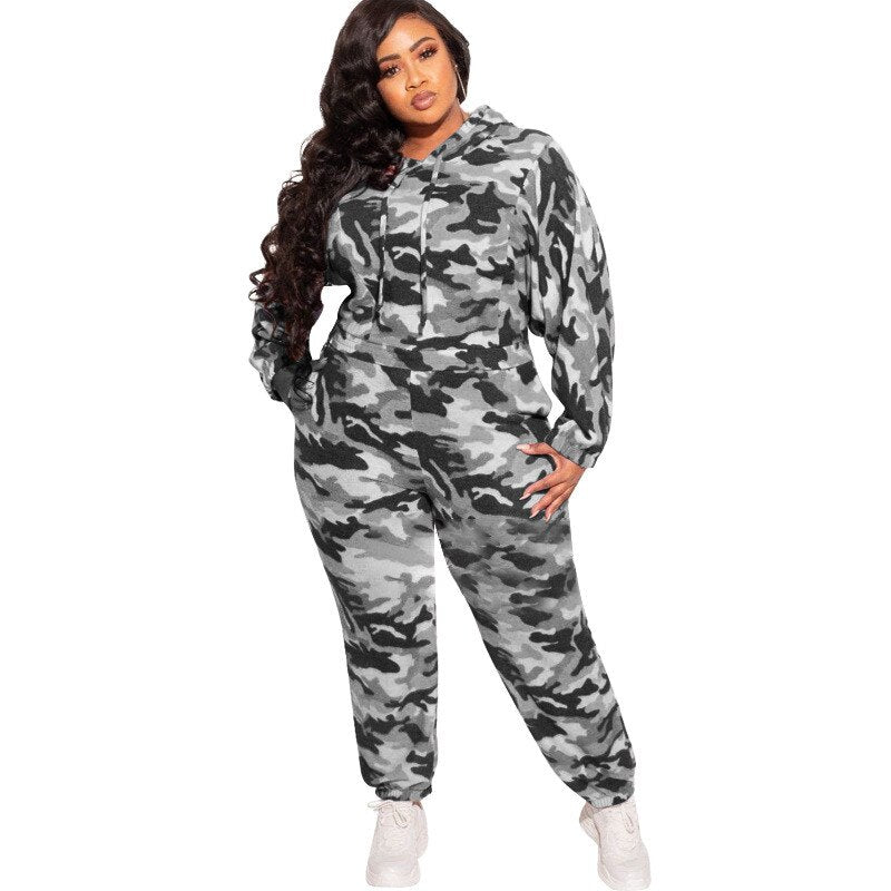 Camouflage Two Piece Set Women Plus Size Clothing  Outfits - Sharpline Insights, LLC