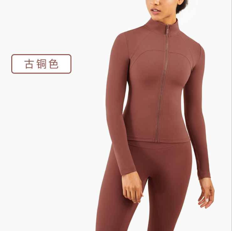 Workout Gym Outfit Nude Active Wear Fitness Clothing Women Long Sleeve Top With Zipper Jacket Suits 2 Piece Yoga Sets for Sport - Sharpline Insights, LLC